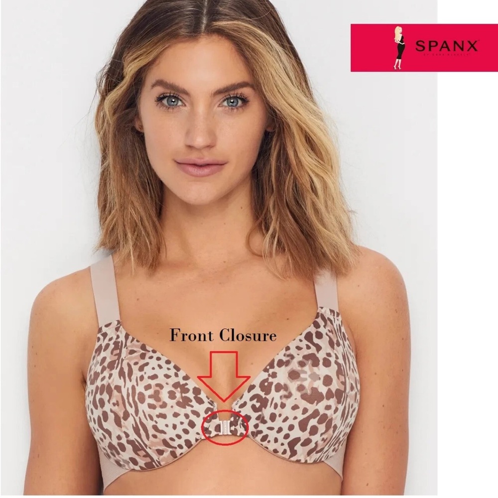 SPANX BRA-LELUJAH FRONT-CLOSE full coverage T-SHIRT BRA Naked Animal print 34 D